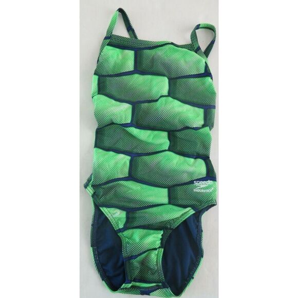 Speedo 7719002 421 Women's Size 30 Blue/Green Shell Shock Flyback 1-Pc Swimwear - Picture 8 of 8